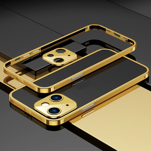 iPhone 14 Electroplated Glossy Stainless Steel Phone Case - Gold