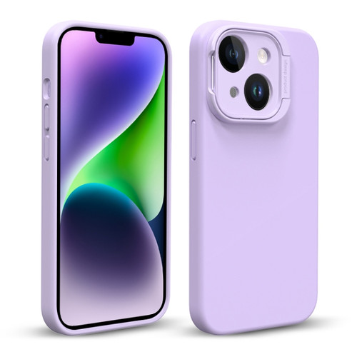 iPhone 14 MagSafe Liquid Silicone Lens Holder Phone Case - Purple