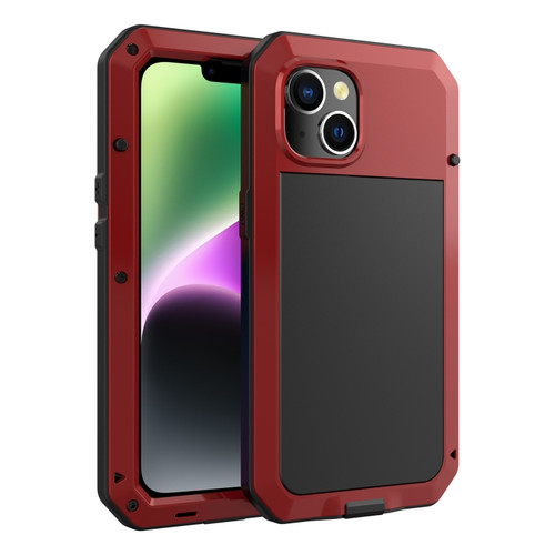 iPhone 14 Shockproof Waterproof Silicone + Zinc Alloy Case  - Red