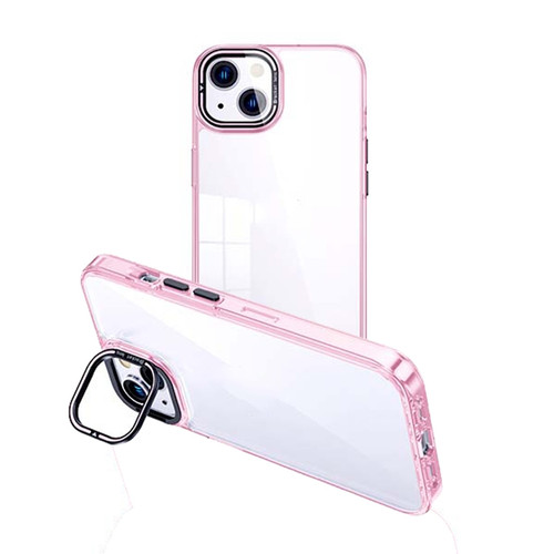 iPhone 14 Plus Invisible Camera Holder Transparent Phone Case - Pink