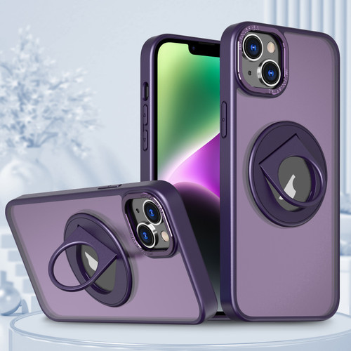 iPhone 14 Plus Rotating Ring Magnetic Holder Phone Case - Purple