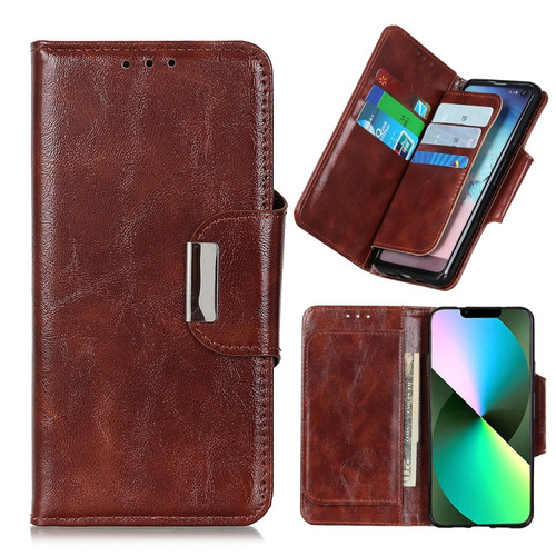 iPhone 14 Plus 6 Card Slots Leather Phone Case  - Brown