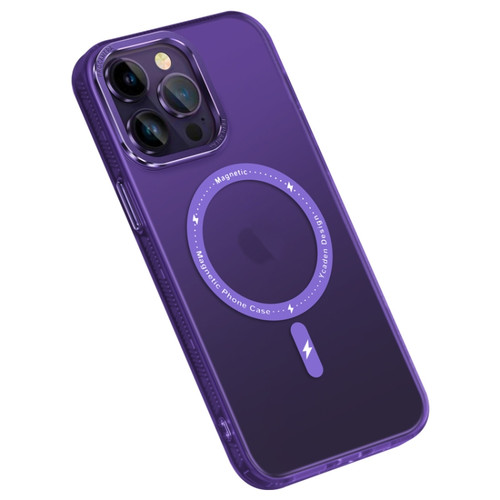 iPhone 14 Plus Colorful Series TPU+PC Magsafe Magnetic Phone Case - Purple