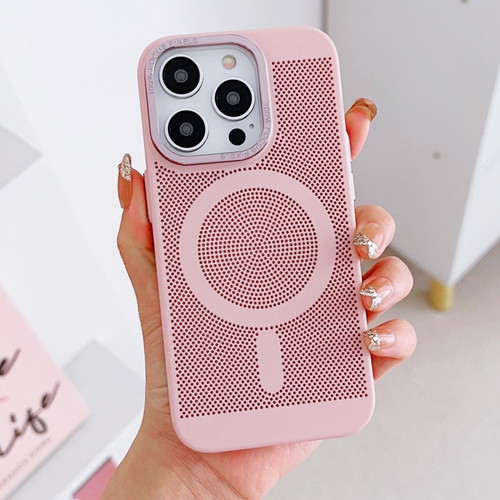 iPhone 14 Plus Grid Cooling MagSafe Magnetic Phone Case - Pink
