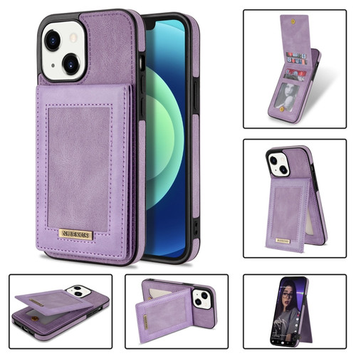 iPhone 14 Plus N.BEKUS Vertical Flip Card Slot RFID Phone Case  - Purple
