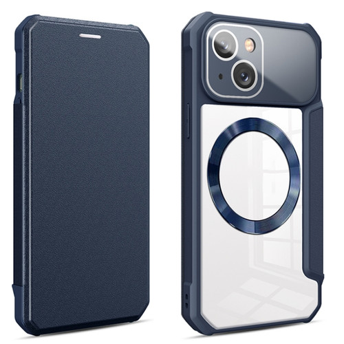 iPhone 14 Plus CD Texture Magsafe Flip Leather Phone Case - Blue