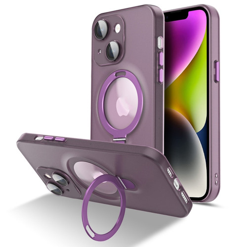 iPhone 14 Plus MagSafe Magnetic Multifunctional Holder Phone Case - Purple