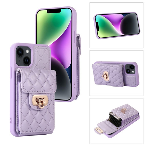 iPhone 14 Plus Card Slot Leather Phone Case - Purple