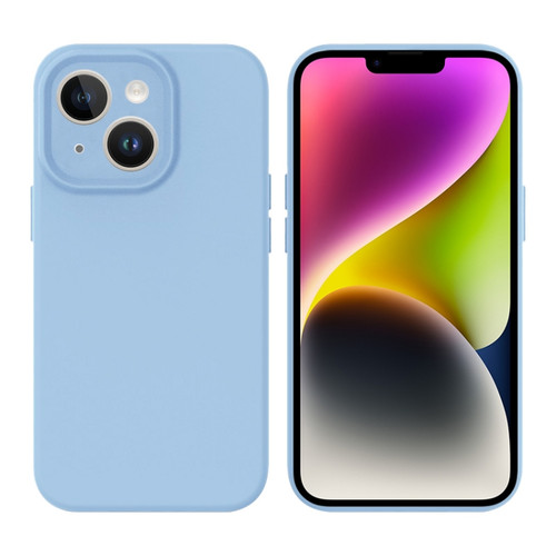 iPhone 14 Plus Liquid Silicone MagSafe Precision Hole Phone Case - Light Blue