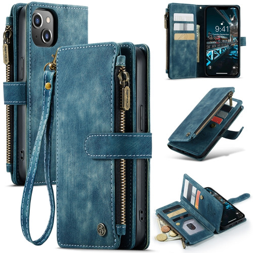 iPhone 14 Plus CaseMe C30 Multifunctional Phone Leather Case  - Blue