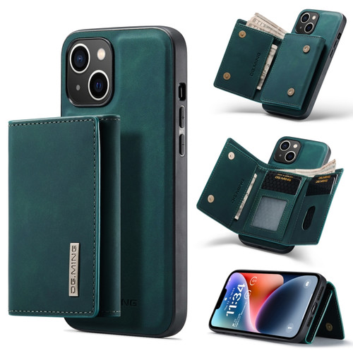 iPhone 14 Plus DG.MING M1 Series 3-Fold Multi Card Wallet Leather Case - Green