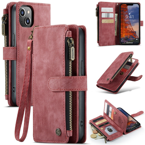 iPhone 14 Plus CaseMe C30 Multifunctional Phone Leather Case  - Red