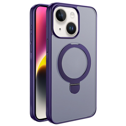 iPhone 14 Plus Multifunctional MagSafe Holder Phone Case - Purple