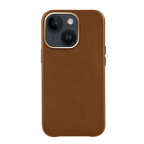iPhone 14 Plus Mutural Mingdian Series PU + PC Full Coverage Shockproof Case - Brown
