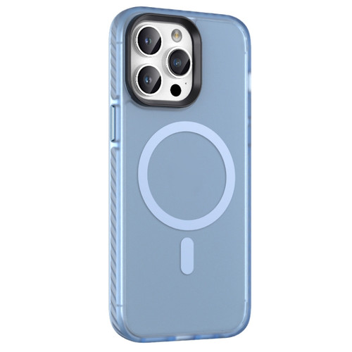 iPhone 14 Plus Skin Feel Semi-transparent Frosted MagSafe Magnetic Phone Case - Blue