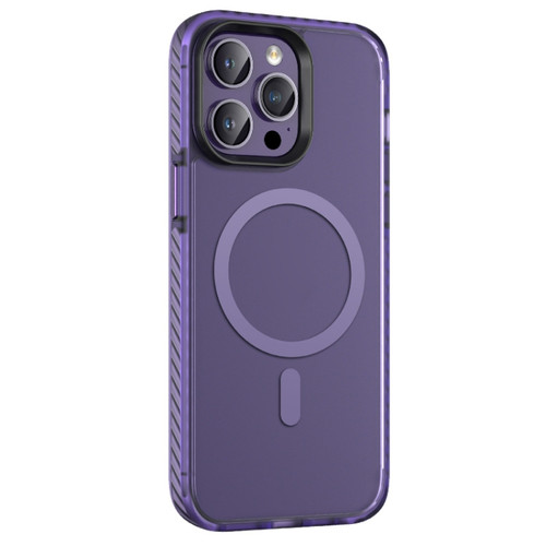 iPhone 14 Plus Skin Feel Semi-transparent Frosted MagSafe Magnetic Phone Case - Purple