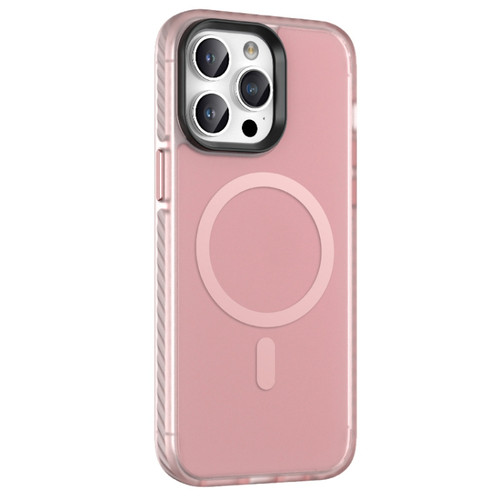 iPhone 14 Plus Skin Feel Semi-transparent Frosted MagSafe Magnetic Phone Case - Pink