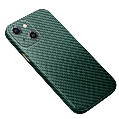 iPhone 14 Plus R-JUST Carbon Fiber Texture Kevlar Phone Case - Green