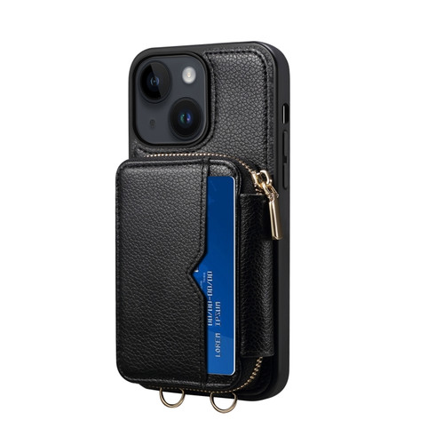 iPhone 14 Plus Zipper Card Slot Phone Case - Black