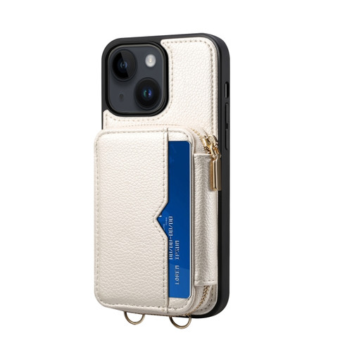 iPhone 14 Plus Zipper Card Slot Phone Case - White