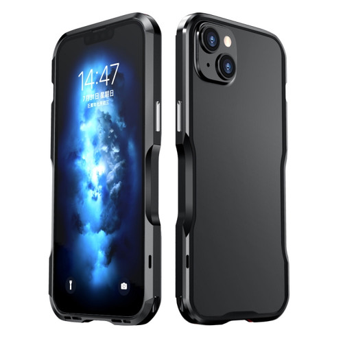 iPhone 14 Plus Sharp Edge Magnetic Shockproof Metal Frame Phone Case - Black
