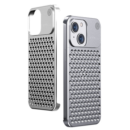 iPhone 14 Plus Aromatherapy Aluminum Alloy Cooling Phone Case - Silver
