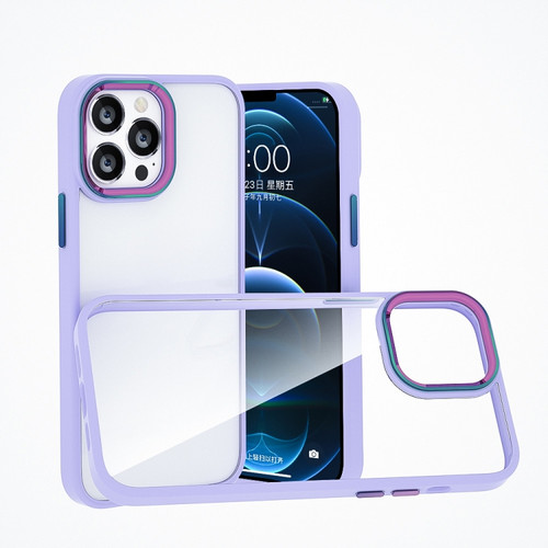 iPhone 13 Pro Max Colorful Metal Lens Ring Phone Case  - Purple