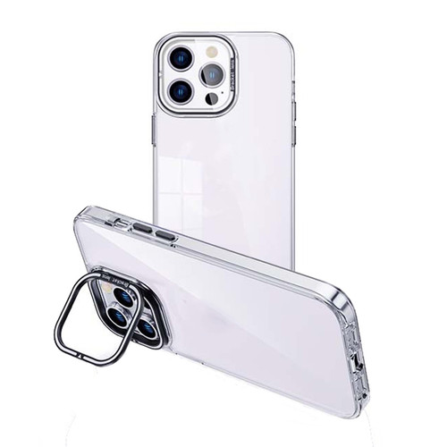 iPhone 13 Pro Max Invisible Camera Holder Transparent Phone Case - Silver
