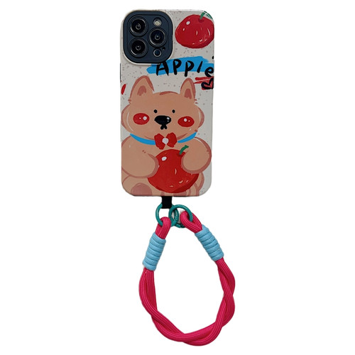 iPhone 13 Pro Max 2 in 1 Wristband Phone Case - Hug Apple Dog