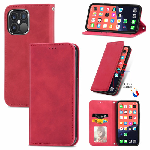 iPhone 13 Pro Max  Retro Skin Feel Business Magnetic Horizontal Flip Leather Case With Holder & Card Slots & Wallet & Photo Frame - Red