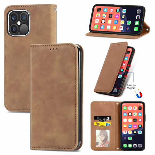 iPhone 13 Pro Max  Retro Skin Feel Business Magnetic Horizontal Flip Leather Case With Holder & Card Slots & Wallet & Photo Frame - Brown