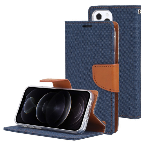 iPhone 13 Pro Max GOOSPERY CANVAS DIARY Canvas Texture Horizontal Flip PU Leather Case with Holder & Card Slots & Wallet  - Navy Blue