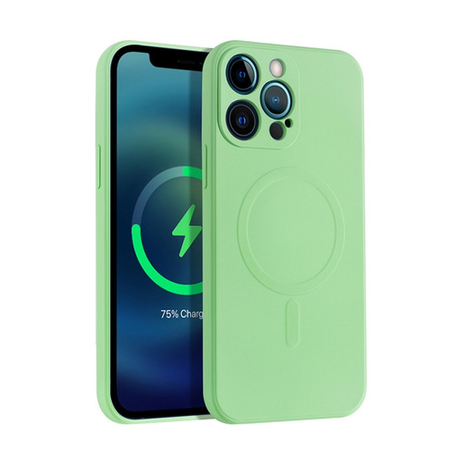 iPhone 13 Pro Max Liquid Silicone Full Coverage Shockproof Magsafe Case  - Green