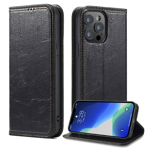 iPhone 13 Pro Max Vintage Bark Texture Wallet Leather Phone Case  - Black