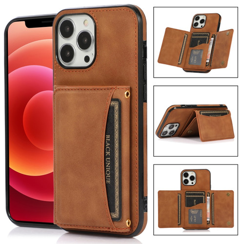 iPhone 13 Pro Max Three-fold Leather Phone Case with Card Slot & Wallet & Holder  - Brown