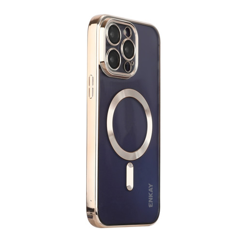 iPhone 13 Pro Max ENKAY Electroplated MagSafe Shockproof TPU Phone Case with Lens Film - Gold