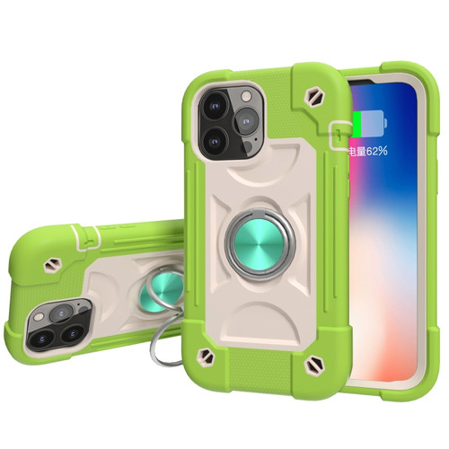 iPhone 13 Pro Max Shockproof Silicone + PC Protective Case with Dual-Ring Holder  - Guava
