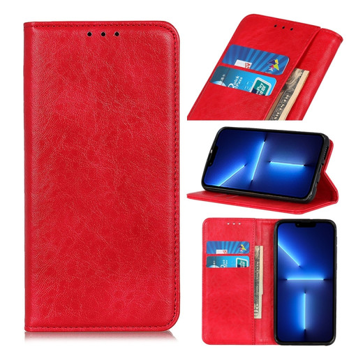 iPhone 13 Pro Max Magnetic Crazy Horse Texture Horizontal Flip Leather Case with Holder & Card Slots & Wallet  - Red