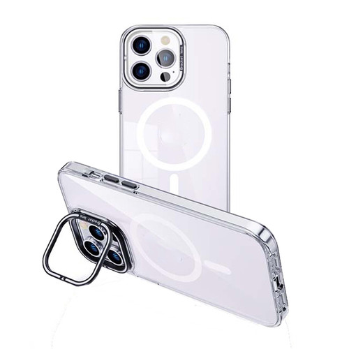 iPhone 13 Pro Max MagSafe Magnetic Invisible Holder Transparent Phone Case - Silver