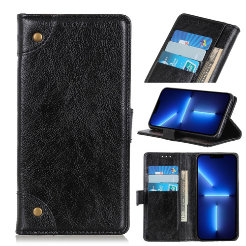 iPhone 13 Pro Max Copper Buckle Nappa Texture Horizontal Flip Leather Case with Holder & Card Slots & Wallet  - Black