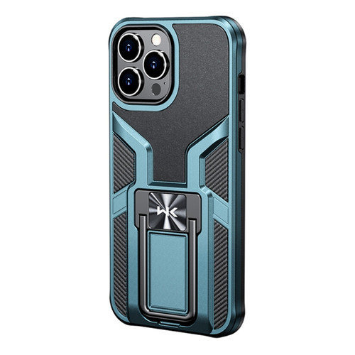 iPhone 13 Pro Max WK WTP-013 Shockproof PC + TPU Phone Case with Metal Holder  - Deep Blue