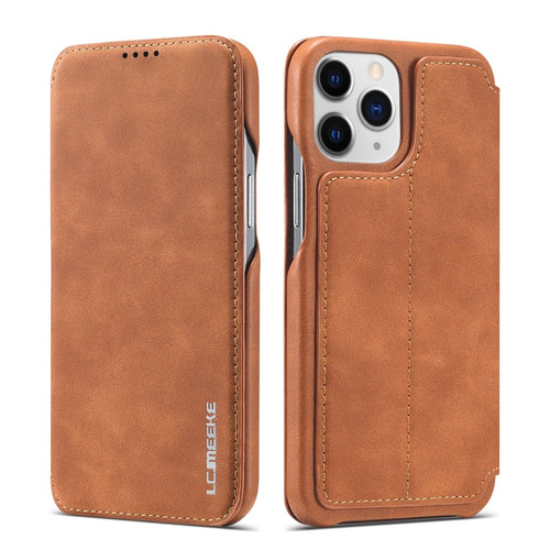 iPhone 13 Pro Max LC.IMEEKE Hon Ancient Series Horizontal Flip Leather Case with Holder & Card Slot  - Brown