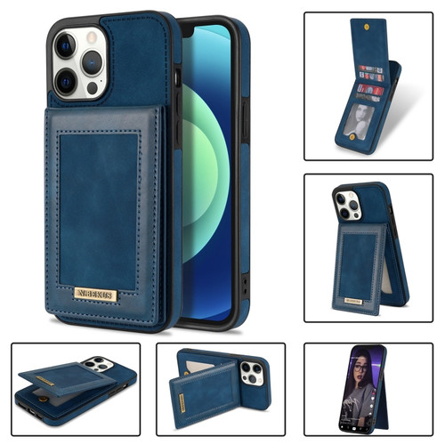 iPhone 13 Pro Max N.BEKUS Vertical Flip Card Slot RFID Phone Case  - Blue