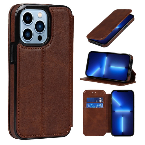 iPhone 13 Pro Max Knight Magnetic Suction Leather Phone Case  - Brown