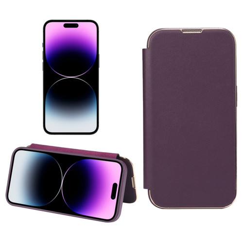 iPhone 13 Pro Max Plain Skin Shield Leather Phone Case - Dark Purple