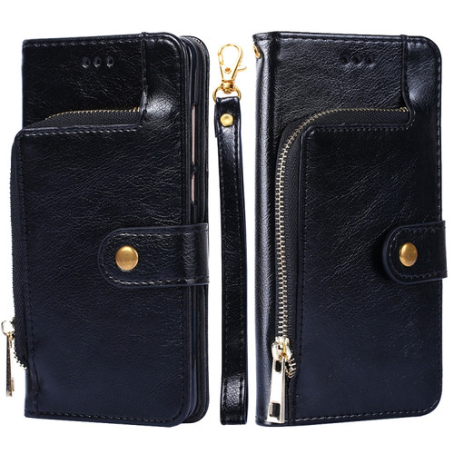 iPhone 13 Pro Max Zipper Bag PU + TPU Horizontal Flip Leather Case with Holder & Card Slot & Wallet & Lanyard - Black