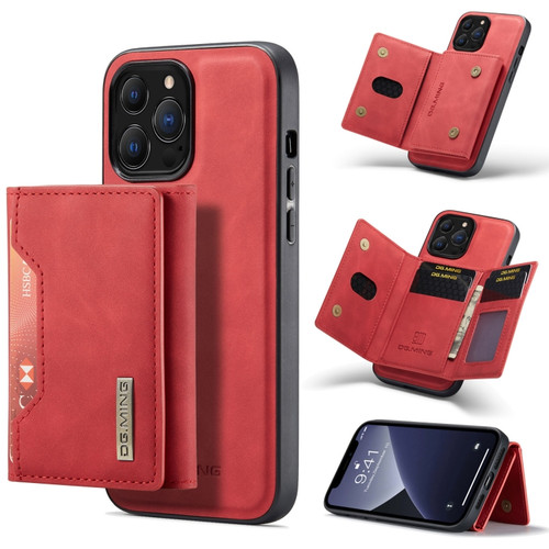 iPhone 13 Pro Max DG.MING M2 Series 3-Fold Card Bag Shockproof Case with Wallet & Holder Function  - Red