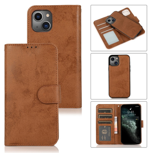 iPhone 13 Pro Max Retro 2 in 1 Detachable Horizontal Flip Leather Case with Card Slots & Wallet  - Brown
