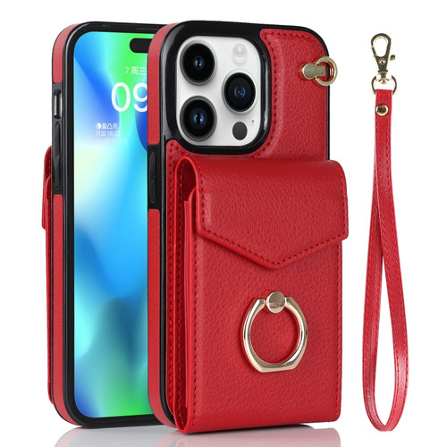 iPhone 13 Pro Max Anti-theft RFID Card Slot Phone Case - Red