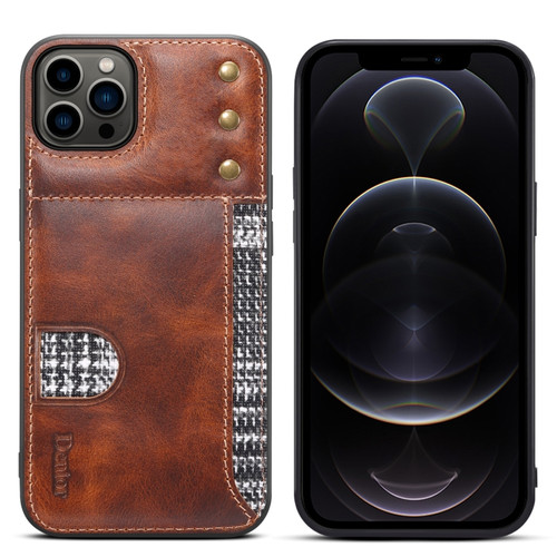 iPhone 13 Pro Max Denior Oil Wax Cowhide Card Slot Phone Case - Brown